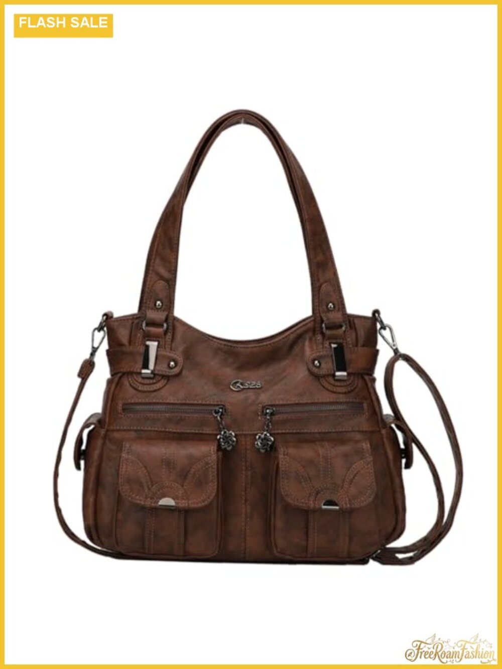 Large Hobo Tote PU Leather Multi-Pocket Shoulder Purse Women
